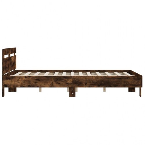 Sengeramme med sengegavl 150×200 cm - konstrueret træ, røget eg