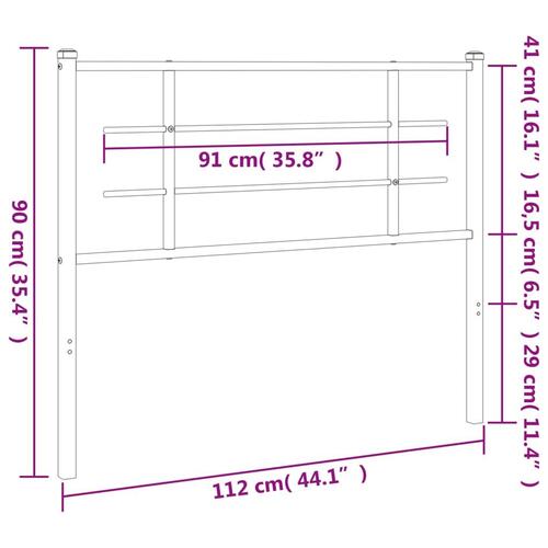 Sengegavl 107 cm metal hvid