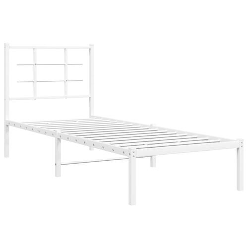 Sengeramme med sengegavl 75x190 cm metal hvid