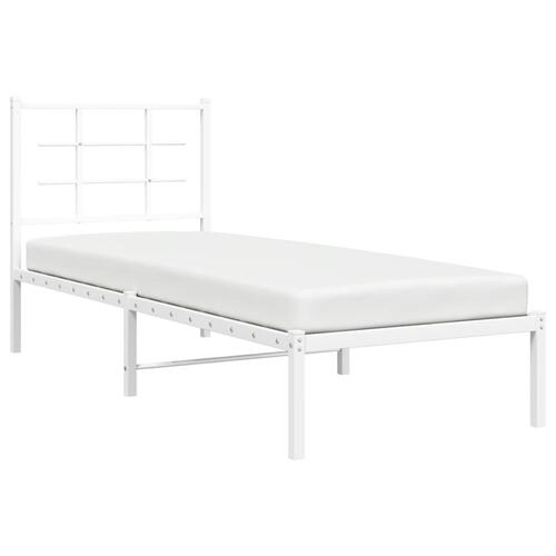 Sengeramme med sengegavl 75x190 cm metal hvid