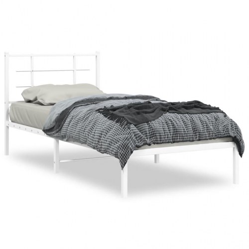 Sengeramme med sengegavl i metal 90 x 190 cm - hvid