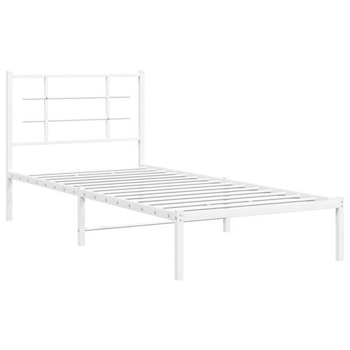 Sengeramme med sengegavl 90x190 cm metal hvid