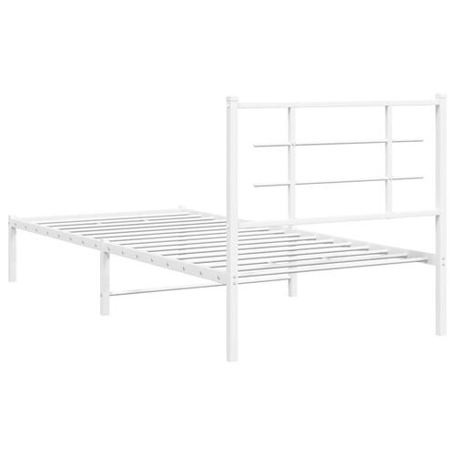 Sengeramme med sengegavl 90x190 cm metal hvid