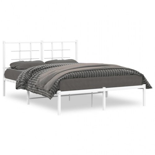 Sengeramme med sengegavl 135x190 cm metal hvid