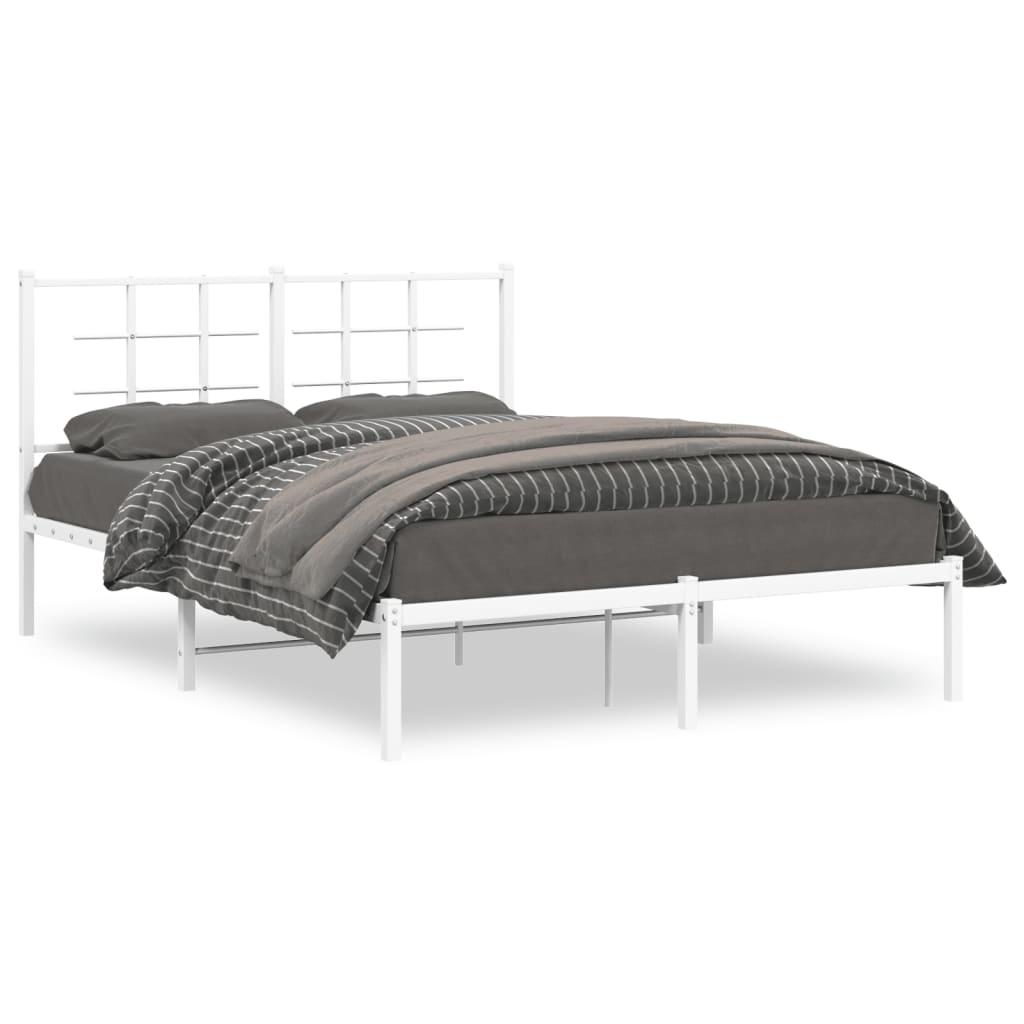 Sengeramme med sengegavl 135x190 cm metal hvid