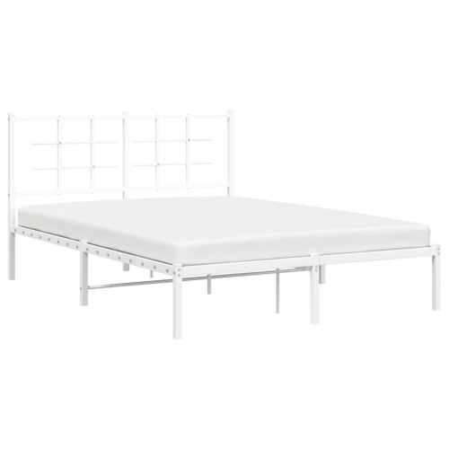 Sengeramme med sengegavl 135x190 cm metal hvid