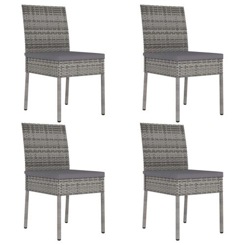 Havestole 4 stk. polyrattan grå