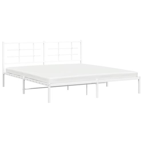 Sengeramme med sengegavl 180x200 cm metal hvid