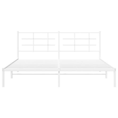 Sengeramme med sengegavl 180x200 cm metal hvid