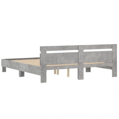 Sengeramme med sengegavl 180x200 cm - konstrueret træ, betongrå
