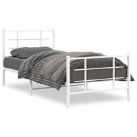 Sengeramme med sengegavl og fodgærde 90x200 cm metal hvid