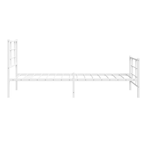 Sengeramme med sengegavl og fodgærde 90x200 cm metal hvid