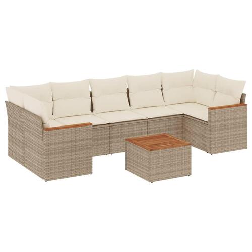 Sofasæt til haven 8 dele med hynder polyrattan beige