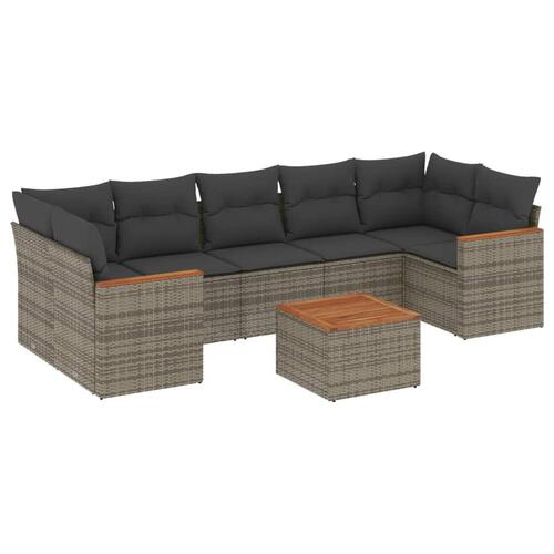 Sofasæt til haven 8 dele med hynder polyrattan grå