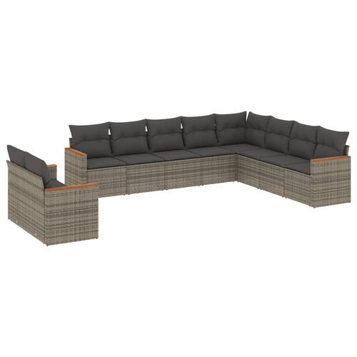Sofasæt til haven 10 dele med hynder polyrattan grå