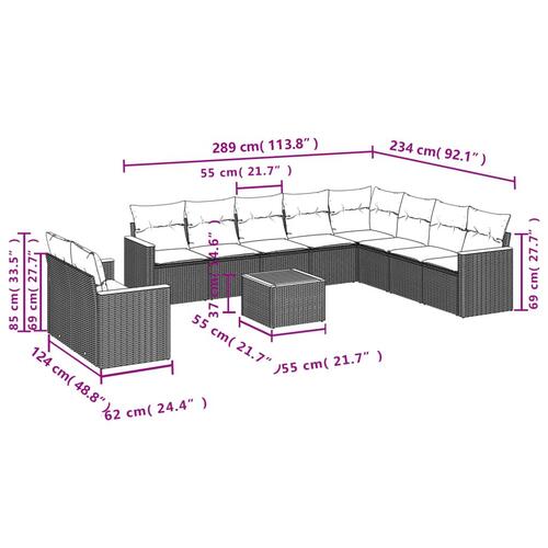 Sofasæt til haven 11 dele med hynder polyrattan beige