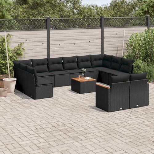 Sofasæt til haven 13 dele med hynder polyrattan sort