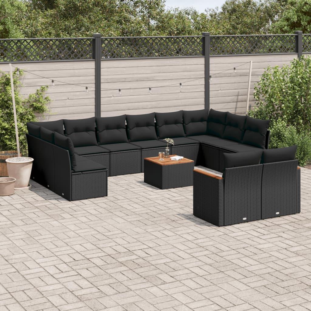 Sofasæt til haven 13 dele med hynder polyrattan sort