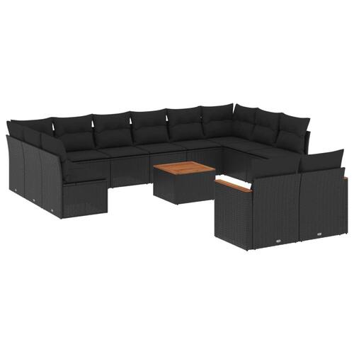 Sofasæt til haven 13 dele med hynder polyrattan sort