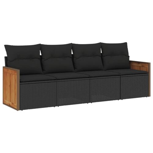 Sofasæt til haven 4 dele med hynder polyrattan sort