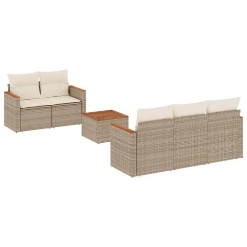Sofasæt til haven 6 dele med hynder polyrattan beige