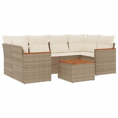Sofasæt til haven 7 dele med hynder polyrattan beige