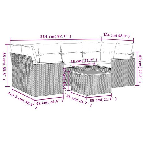 Sofasæt til haven 7 dele med hynder polyrattan sort