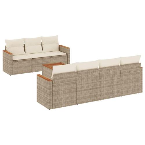 Sofasæt til haven 8 dele med hynder polyrattan beige