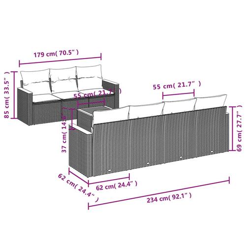 Sofasæt til haven 8 dele med hynder polyrattan beige