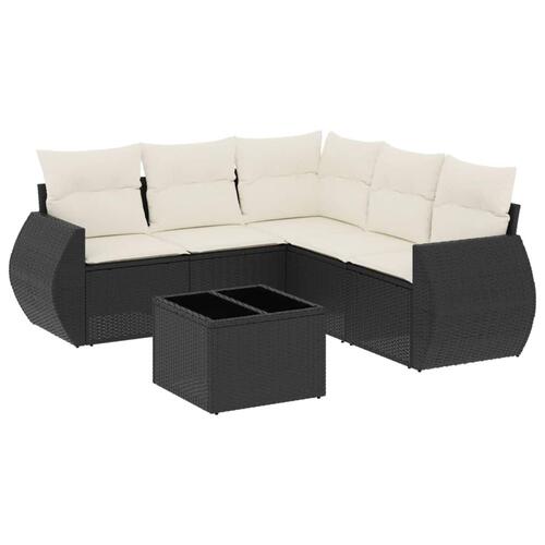 Sofasæt til haven 6 dele med hynder polyrattan sort
