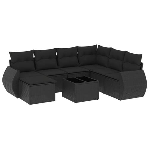 Sofasæt til haven 8 dele med hynder polyrattan sort