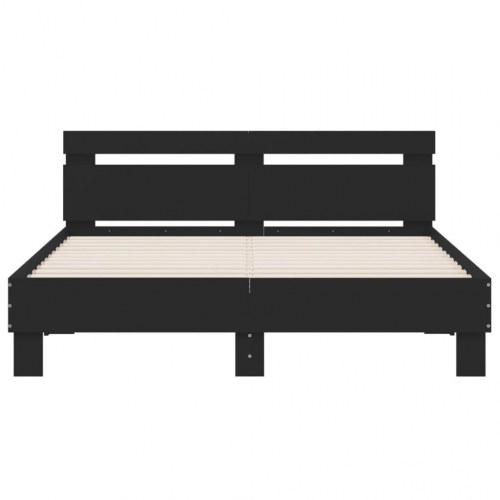 Sengeramme med sengegavl 150×200 cm i konstrueret træ - sort