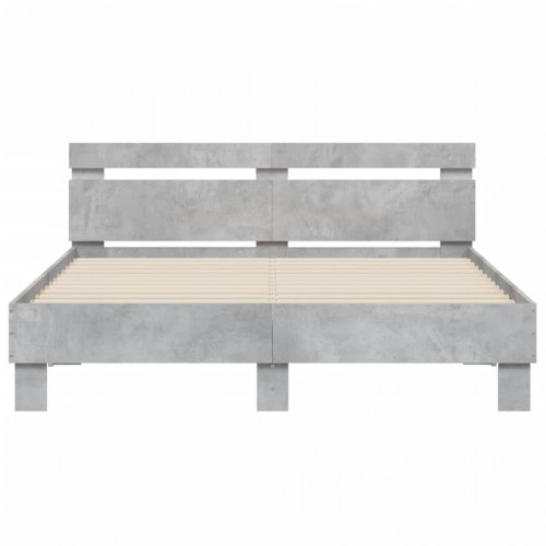 Sengeramme med sengegavl 140x200 cm - konstrueret træ, betongrå