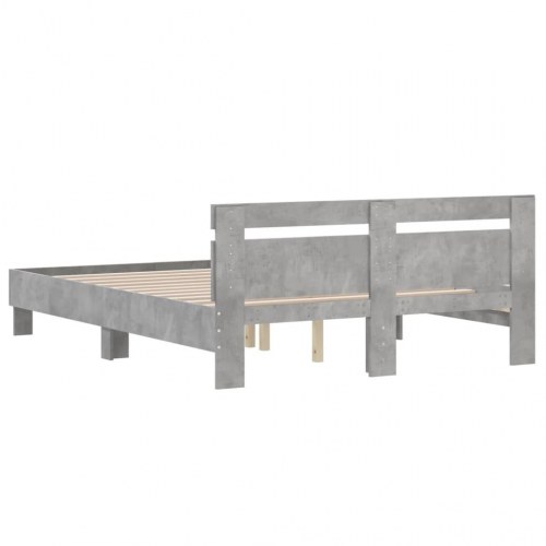 Sengeramme med sengegavl 140x200 cm - konstrueret træ, betongrå