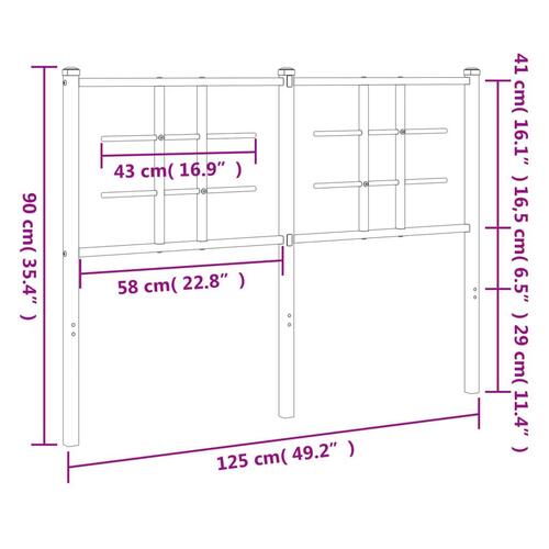 Sengegavl 120 cm metal hvid