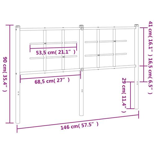 Sengegavl 140 cm metal hvid