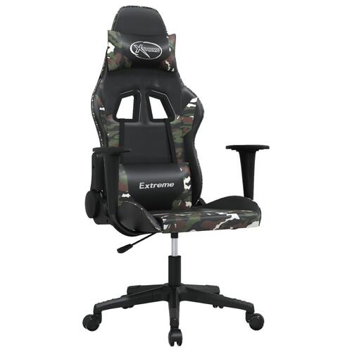 Gamingstol kunstlæder sort og camouflage