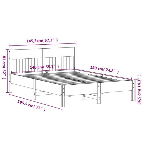 Sengeramme uden madras 140x190 cm massivt fyrretræ hvid