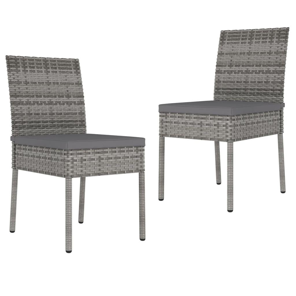 Havestole 2 stk. polyrattan grå