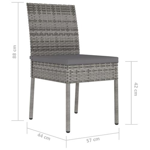 Havestole 2 stk. polyrattan grå