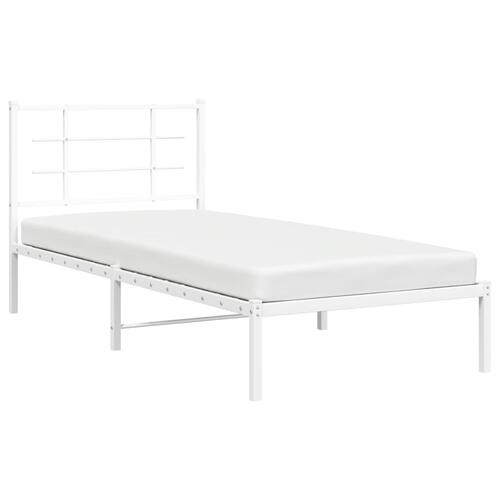 Sengeramme med sengegavl 90x200 cm metal hvid