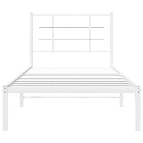 Sengeramme med sengegavl 90x200 cm metal hvid
