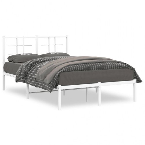 Sengeramme med sengegavl 120x200 cm metal hvid