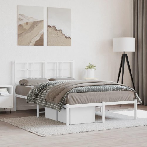 Sengeramme med sengegavl 120x200 cm metal hvid
