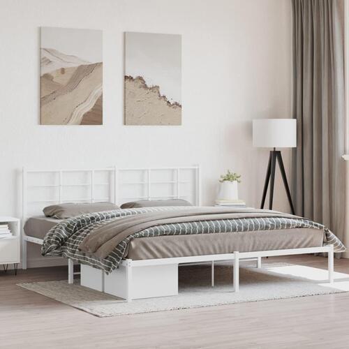 Sengeramme med sengegavl 183x213 cm metal hvid