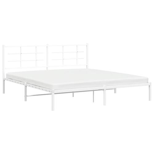 Sengeramme med sengegavl 183x213 cm metal hvid