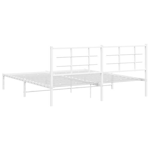 Sengeramme med sengegavl 183x213 cm metal hvid