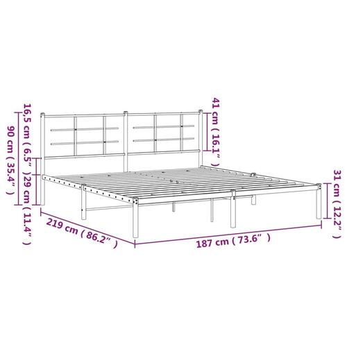 Sengeramme med sengegavl 183x213 cm metal hvid