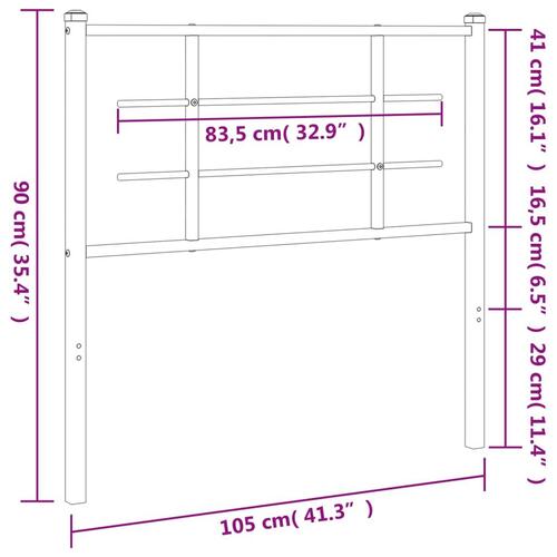 Sengegavl 100 cm metal hvid