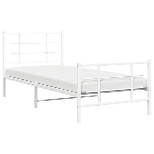 Sengeramme med sengegavl og fodgærde 90x190 cm metal hvid